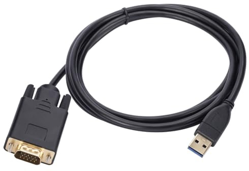 Wzxksoac Cable USB 3.0 A VGA de 1,8 M (1080P) Conversor USB 3.0 Macho A VGA Macho para Portátil, Proyector de Vídeo Externo UHD.