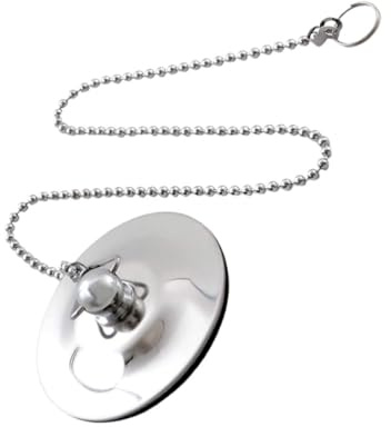 BAZEITFLOW Tapón de Drenaje para Lavabo y Bañera de Acero Inoxidable con Cadena Diseño Sellado y Práctico para Baño y Cocina Evita Fugas y Pérdida de Objetos