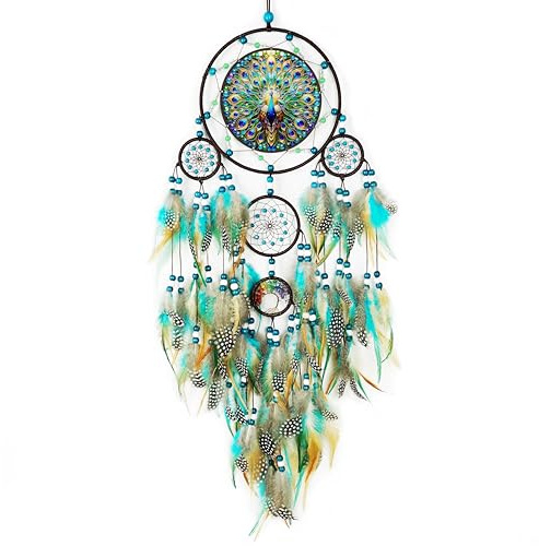 Large Dream Catchers,Dream Catchers for Adults,Dream Catcher Wall Hangings,Peacock Suncatcher,Stained Ornament,Gifts for Women,Lovers,Couple,Friend,Bestie