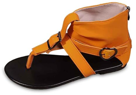 Generisch Sandalias informales para mujer, con diseño de separadores de dedos, con cremallera trasera y parte superior de piel para uso diario, perfectas para salidas de verano, combinables con