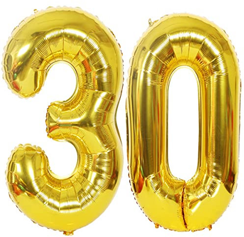 Foil Palloncini Compleanno 30 Anni oro Palloncino Numero 30 oro,101 CM Giganti Palloncini Numeri 30 oro Palloncini 30 Anni Compleanno Decorazioni Festa Compleanno 30 Anni, Gonfiabili Elio Aria