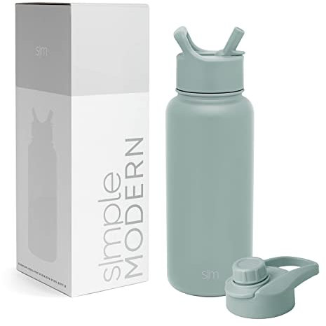 Simple Modern Trinkflasche mit Strohhalm und Chug-Deckel | Wasserflasche Edelstahl Isolierte für den Sport Fitnessstudio | Summit | 950ml | Sea Glass Sage