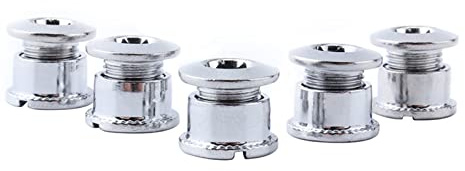 Yundxi 5 set di bulloni per corone, dadi per guarnitura per bicicletta, accessori per bicicletta in acciaio, viti a disco per bici da strada, mountain bike, BMX MTB (argento M8 x 8,6 mm)