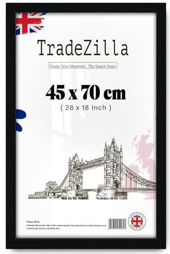 TradeZilla Modern Style,45x70cm Gallery Picture Photo Frame, Horizontal and Vertical Wall Display, Made up of Solid MDF Wood with Perspex for 45x70cm Living Room, Bedroom Décor (Black)