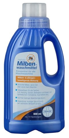 PARAM Milben Waschmittel Konzentrat 500ml | Waschmittel | Milbenabwehr für Matratzen, Textilien & Polster | Bekämpfung von Milben | Biozidprodukt