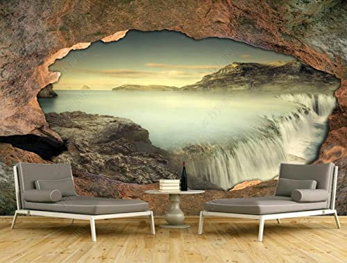 Papel Pintado 3D Cascada De La Pared De Piedra Papel Tapiz Fotomurales Moderno Murales -316750 150x105cm