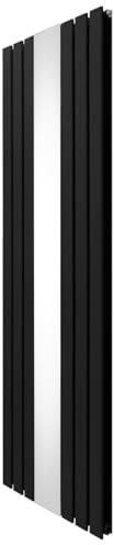 Radiateur Plat & Miroir Intégré 1800 x 565mm, Chauffage Moderne Vertical Double Colonne Acier au Carbone Noir Mat, Cuisine Salon Salle de Bain [Brosse, Attaches Murales & Supports INCLUS]
