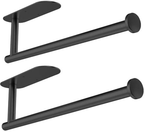 2pcs Paper Towel Holder Under Cabinet, Self-Adhesive Kitchen Roll Holder Wall Mounted, Stainless Steel Towel Rack for Kitchen Organization and Storage