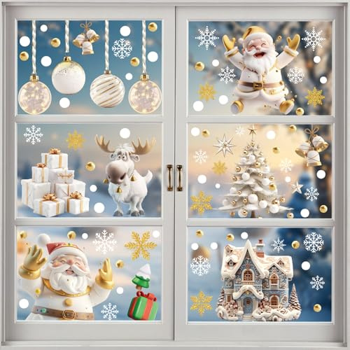 BBLIKE 9 ark fönsterbilder jul – fönsterbilder jul självhäftande, julfönsterbilder med snöflingor, julbilder fönster för glasdörrar, dörr, fönster, jul