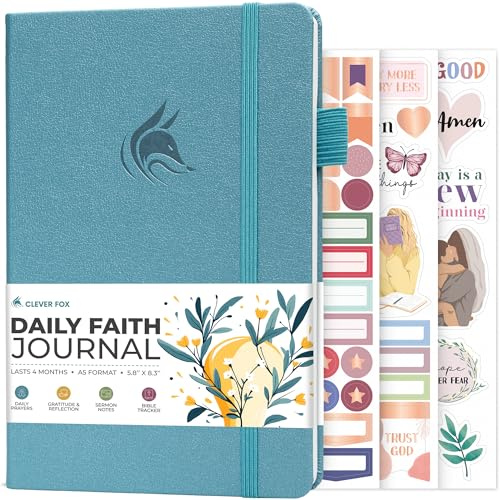 Clever Fox Daily Faith Journal – guidad bön, tacksamhet och bibelstudie anteckningsbok – trobaserade gåvor och dagboksartiklar för kvinnor (akvamarin)