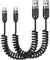 toocki 2 Pack Cable USB C Espiral Retráctil, Nylon Trenzado USB A a USB C Carga Rápida, Compatible con Android Auto/CarPlay, Samsung Galaxy S20/S10/S9/S8+, Note 10/9/8 (1.5M, Negro)