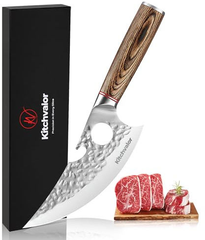 Kitchvalor Chefmesser 6 Zoll scharfes Küchenmesser mit hohem Kohlenstoffgehalt aus deutschem Edelstahl Kochmesser Hackmesser Küchenmesser mit ergonomischem Griff Geschenkbox (Viking Knife)