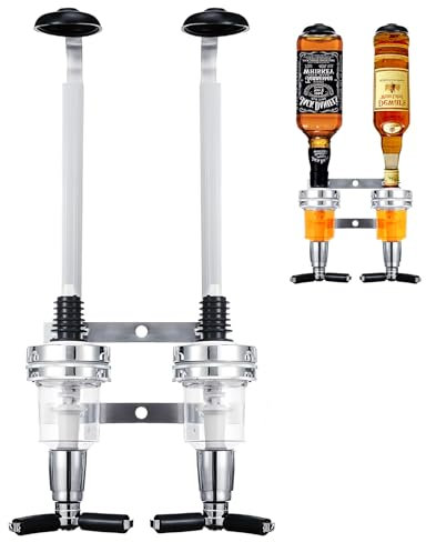 2 Stück Schnapsspender, Doppelkopf Dispenser Flaschenhalter wand,Bar Butler Aluminium Flaschenhalter wand Shot Dosierer für Flaschen, Spirituosen, Familien, Bar, Barkeeper Liebhaber