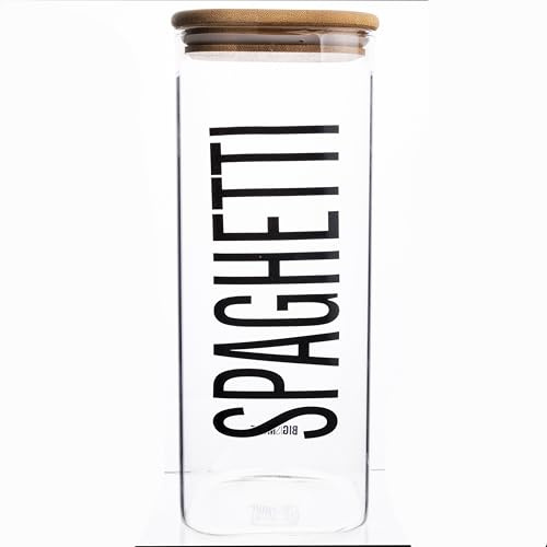 Barattolo spaghetti 1,92 L in vetro, coperchio in bambù, Bigismore