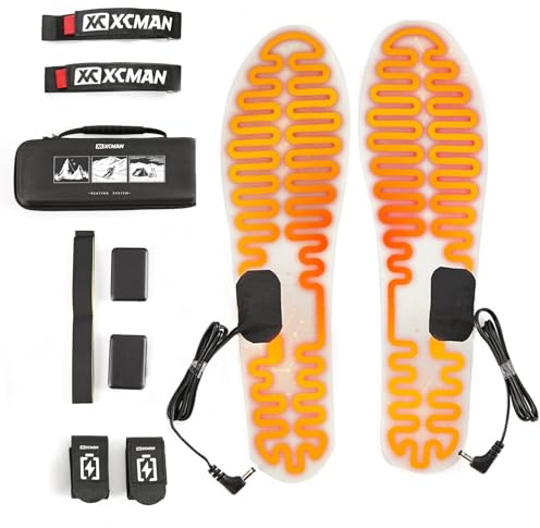 XCMAN Semelles chauffantes réglables en métal pour homme et femme, 3 000 mAh rechargeables, chauffe-pieds avec 3 réglages de température