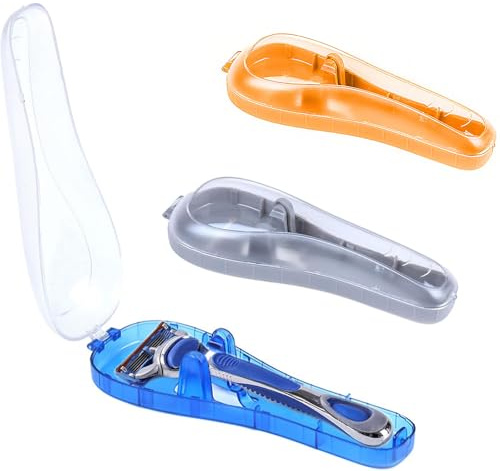 LinMei Razor Case Compatible with Gillette Fusion ProGlide Razors Manual Razor Trimmer Protector Men Razor Cover (Blue+Grey+Orange)