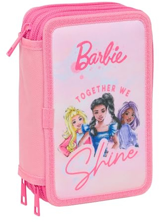 Barbie - Trousse Scolaire avec 37 Outils Inclus, Trousse pour Enfant, idéale pour Les Enfants de 5 à 14 Ans, Confortable et Polyvalente, qualité et résistance, 12,5 x 5,5 x 19,5 cm