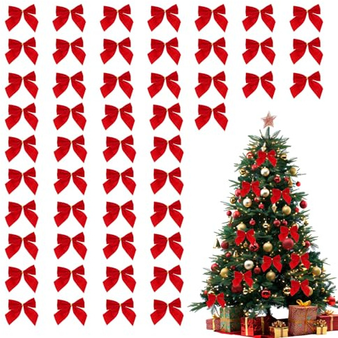 Weihnachtsschleifen,50pcs Weihnachten Schleifen,Schleife Weihnachtsbaum,Weihnachtsbögen,Rot Weihnachtsbaumschleifen,Weihnachten Baumschleifen,Weihnachten Dekoschleife,Schleifen Weihnachtsbaum Deko