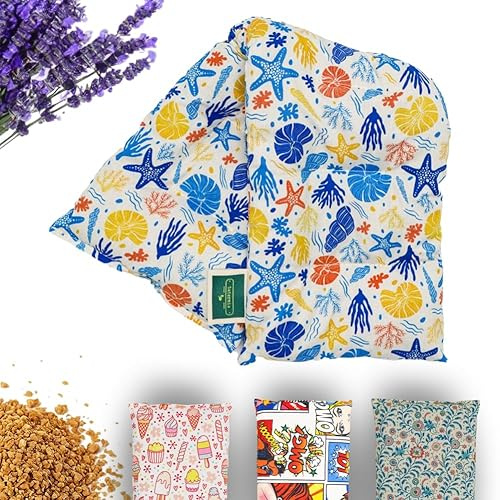Saco Semillas Microondas - 50x15cm Semillas y Lavanda, 100% Algodón - Saco de Semillas para Microondas - Bolsa térmica Calor y Frío (Marino)