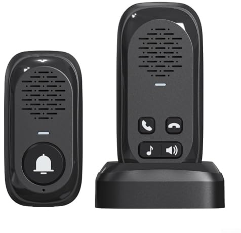Intercomunicador inalámbrico Timbre de hasta 300 M, interfono resistente a la intemperie para el hogar, sistema de comunicación de voz para familias con niños mayores (negro)