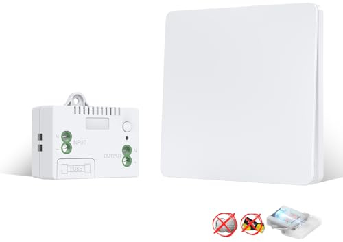 ZLinkStar Kinetic Wireless Switch Kit, Self Powered Wireless Switches for Light,IP66 Waterproof No Wiring Wireless Remote RF Wall switch Lighting Fixtures Battery Free(W1v1)
