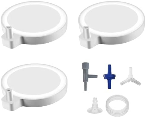 Vauki 3 Stück Nano Sprudelstein für Aquarium, Leise Luftstein Aquarium Luftausströmer 5 cm, Aquarium Sauerstoff Ausströmer, Ultra-Mikroblasen Sauerstoffstein für Aquarien Bis zu 60cm Eimer Teiche