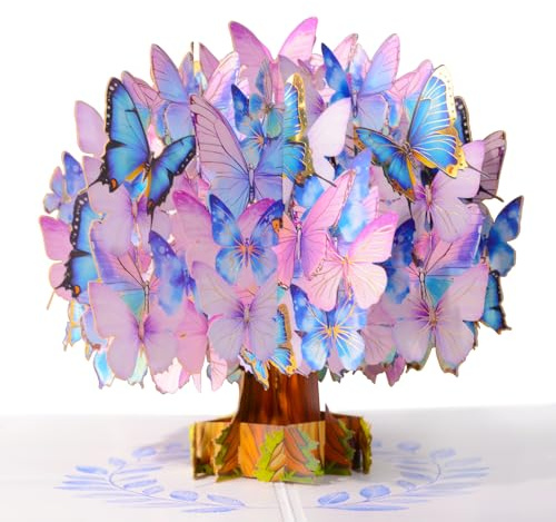 KUKUTrue® Carte Pop Up Papillons, Carte Anniversaire, Birthday Card, Une Idée Cadeau Parfaite pour Femme, Anniversaire de Mariage et Fête des Mères