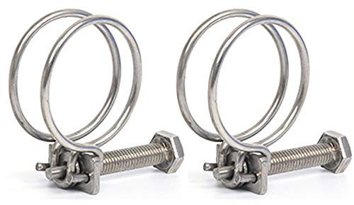 2 Pieces Double Wire Hose Clips Adjustable 304 Stainless Steel Hose Clamps Pond Hose Joint to Fit for 13-16mm Pipe