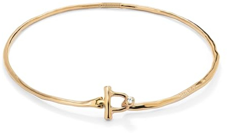 Uno de 50 Collana rigida con chiusura frontale placcata oro 18k con topazio bianco al centro