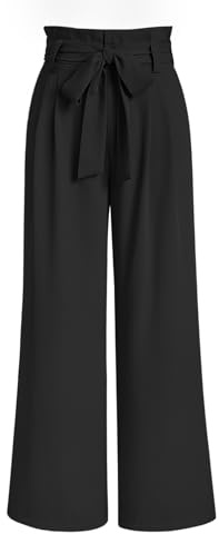 LILLUSORY Wide Leg Dress Work Pants Womens Petite Palazzo Spring Summer 2026 Flowy Trousers Slacks High Waisted Business Dressy Casual Outfits Clothes Office Cute Teacher Clothing Black S