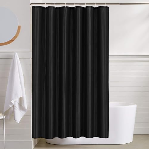 LUKDUNG 120x200 Badevorhang Polyester Textil, Duschvorhang Anti-schimmel für Badezimmer, Vorhang für Badewanne Dusche aus Stoff Wasserdicht Waschbar, Shower Curtain mit 8 Haken Schwarz