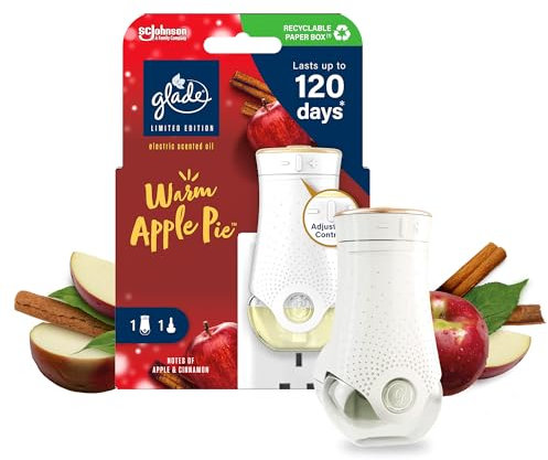 Glade Plug in Air Freshener Holder and Refill, Electric Scented Oil Room Air Freshener, Warm Apple Pie, Starter Kit, (1 x Holder and 1 x 20 ml Refill)