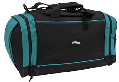 Mens & Ladies Sports & Gym Duffle Travel Bags Hand Luggage Carry On Bag for Fitness Tote Training Workout (Black & Petrol)