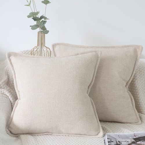 OYIMUA Beige Kissenbezug 45x45 Chenille 2er Set Kissenbezüge Deko Sofakissen Edel Luxus Kuschelkissen Weich Kissenhüllen Wohnzimmer Schlafzimmer