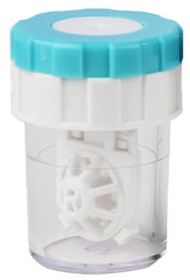 Custodia cilindrica per lenti a contatto, detergente manuale per lenti a contatto, contenitore portatile per la manutenzione di casa, dormitorio, viaggi d'affari, lenti rotanti per la pulizia, blu