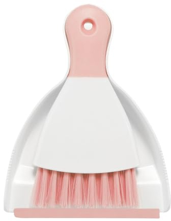 NACENA Mini Dustpan and Brush Set, Small Broom and Dustpan Set Dust Pan and Mini Hand Broom Dustpan and Broom Combo Compact for Home Table Keyboards Sofa Kitchen, Pink