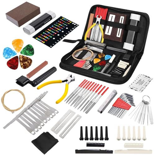 72PCS Guitar Repairing Tool Kit with Carry Bag, Guitar Maintenance Tool Kit for Music or String Instrument Enthusiast Guitar Ukulele Bass Mandolin Banjo