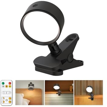 LED Lampada con Pinza Senza Fili con Ricaricabile Batteria da 5000mAh, Lampada da Lettura con Pinza con Dimmerabile & 3 Temperature Colore, USB Lampada con Pinza per Letto Tocco & Telecomando