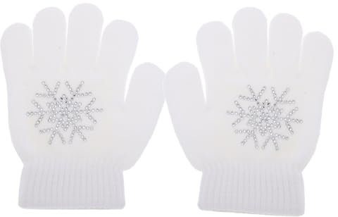 VERDANVERSE Warm Winter Skating Gloves with Rhinestone Anti-slip Grip Thickened Knit Mittens for Ice Dance Practice Nonstick Ice Chip Material Comfortable Protection for Competition Use