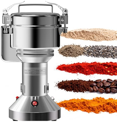 650W Electric Grain Mill Grinder, 150g High-Speed Stainless Steel Dry Food Grinder for Wheat, Rice, Corn, Spices & Herbs, with Timer & Safety Protection