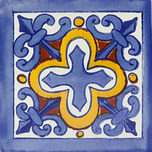 Cerames Piastrelle Mosaico Messicane Cruzar – 30 ceramiche mattonelle messicane decorative per bagno, doccia, scale, parete posteriore della cucina | Tessere mosaico ceramica 10,5x10,5 cm