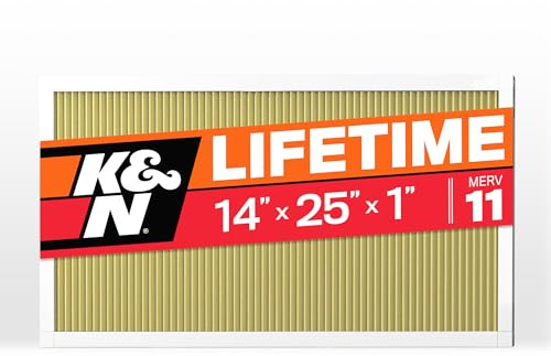 K&N 14x25x1 HVAC Furnace Air Filter, Lasts a Lifetime, Washable, Merv 11, the Last HVAC Filter You Will Ever Buy, Breathe Safely at Home or in the Office, HVC-11425
