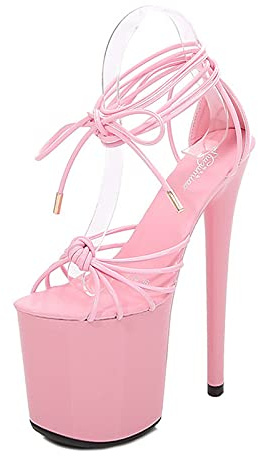 MUYEY 20 Cm Tacco Alto da Donna Sexy Stripper Performance sul Palco Pole Dancing Tacchi Alti Discoteca Party Dance Tacchi Alti Taglie Forti Unisex,Rosa,45 EU