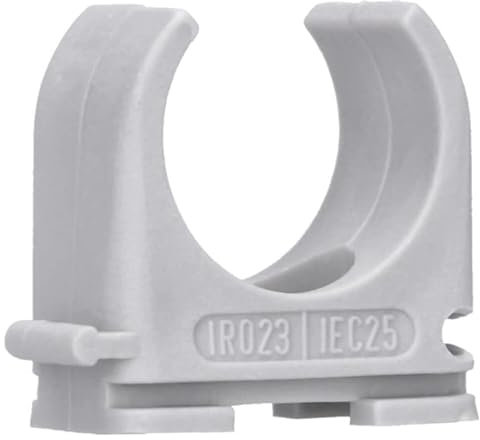 100 Stück M25 Rohr-Klemmschellen PP Kunststoff M16-M50 16mm bis 50mm für Stangenrohr Isorohr Leerrohr anreihbar zum Festschrauben Grau Voxura