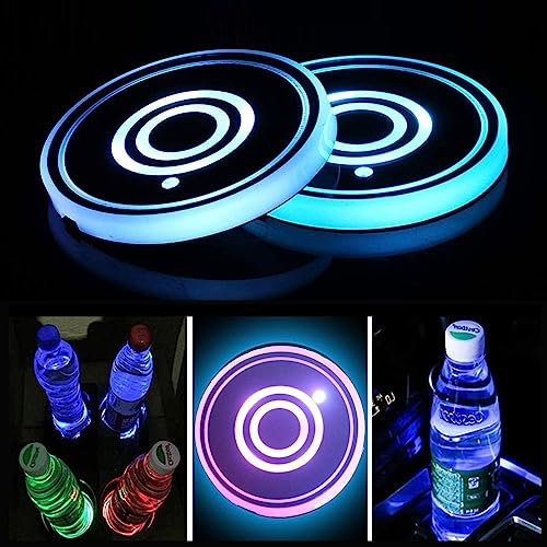 MACHSWON Portavasos con luz LED, 2 unidades, carga USB, posavasos de 7 colores, posavasos luminiscentes para bebidas, accesorios de decoración