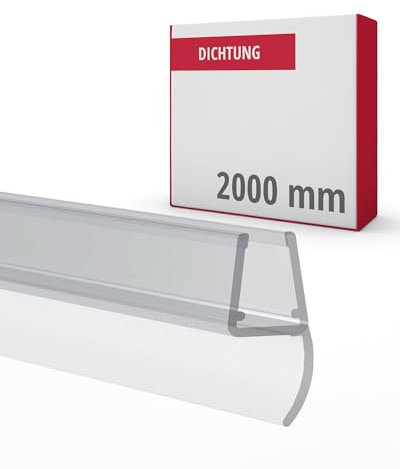 Gedotec Joint central 180° | 1 pièce | Joint de porte de douche avec lèvre latérale | Longueur : 2 m | Joint de douche 6 mm - 8 mm | Joint de sol en verre PVC hydrofuge
