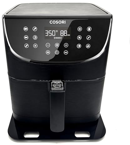 Gleitbrett aus Acryl für COSORI Heißluftfritteuse 5,5l CP158-AF | schwarz | 35x30cm | hochwertige Teflongleiter für müheloses Verschieben und Gummifüße für festen Stand | Made in Germany