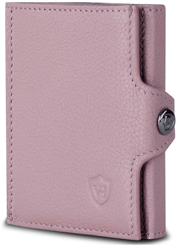 VON HEESEN Slim Wallet mit XXL Münzfach & RFID-Schutz - Mini Geldbörse Herren & Damen - Kartenetui Kreditkartenetui - Portmonee Geldbeutel Portemonnaie klein Lavendel