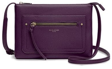 David Jones - Sac Bandoulière Femme - Sacoche Plate Petit Sac à Main Porté Epaule Simili Cuir PU - Besace Pochette Ville Classique Elégant - Sac 2 Poches Soirée Téléphone Shopping Voyage - Violet