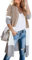 Saodimallsu Strickjacke Damen Lang Cardigan Feinstrick Jacke Farbblock Offen Oversized Frühling Herbst Outerwear, Khaki, L